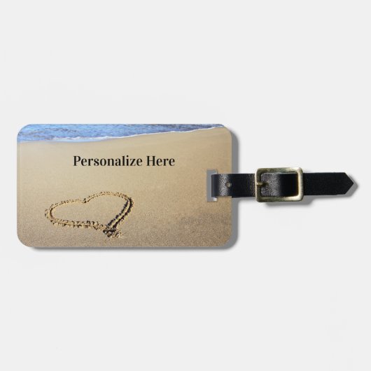 Strandherzen in Sand Gepäckanhänger (Vorderseite horizontal)