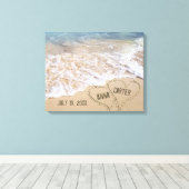 Strandherzen mit Meeresschwimmen Leinwanddruck (Insitu (Holzboden))