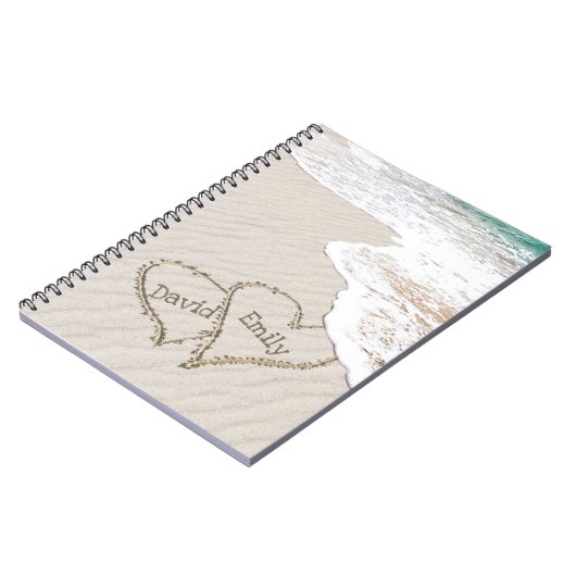 Strandherzen mit Namen Notizblock (Linke Seite)