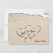 Strandherzen mit Sand und Surfen Einladung (Vorderseite)