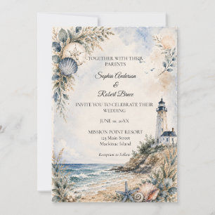 Strandhochzeit am Leuchtturm von Nantucket Einladung