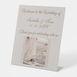 Strandhochzeit am Meer | Empfang Willkommen Sockelschild