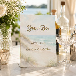 Strandhochzeit am Meer mit Open Bar Sockelschild