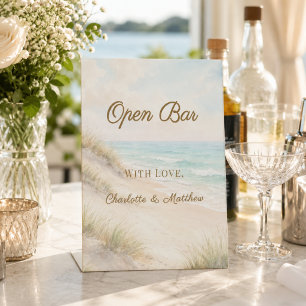 Strandhochzeit am Meer mit Open Bar Sockelschild