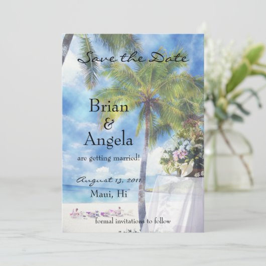 Strandhochzeit - Ankündigung (Stehend Vorderseite)