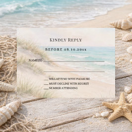 Strandhochzeit Antwort RSVP Mitteilungskarte