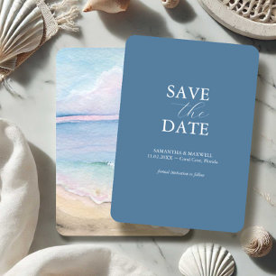 Strandhochzeit Aquarell Save the Date Karten