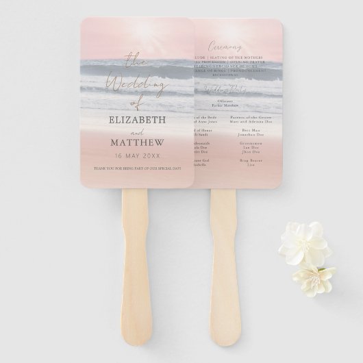 Strandhochzeit bei Sonnenuntergang Fächer (Vorne und Hinten)