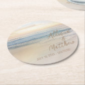 Strandhochzeit bei Sonnenuntergang Runder Pappuntersetzer (Angewinkelt)