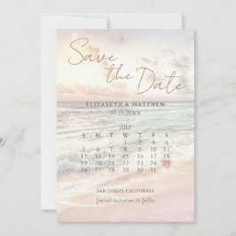 Strandhochzeit bei Sonnenuntergang Save The Date