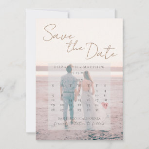 Strandhochzeit bei Sonnenuntergang - Save the Date Einladung