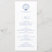 Strandhochzeit Blau Beach Shell Monogramm-Hochzeit Menükarte (Vorderseite)