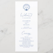 Strandhochzeit Blau Beach Shell Monogramm Hochzeit Programm (Vorderseite)