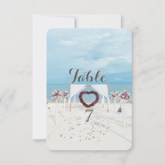 Strandhochzeit, Blumengitter Tischkarte Einladung (Vorderseite)