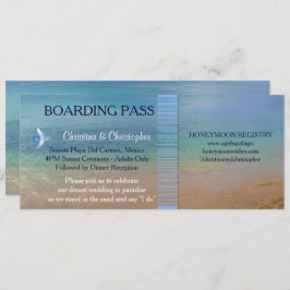 Strandhochzeit| Boarding Pass Ticket Zielort Einladung