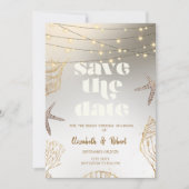 Strandhochzeit Coole Muscheln, Lichter Save The Da Date (Vorderseite)
