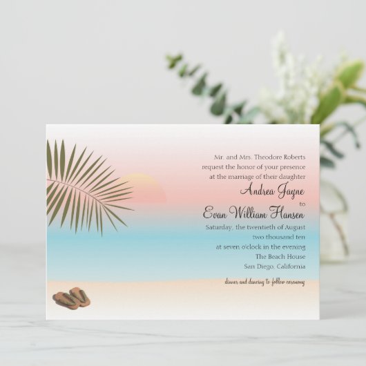 Strandhochzeit Einladung (Stehend Vorderseite)