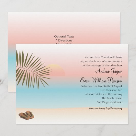 Strandhochzeit Einladung (Vorne/Hinten)