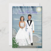 Strandhochzeit Flitterwochen Save The Date (Vorderseite)