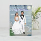 Strandhochzeit Flitterwochen Save The Date (Stehend Vorderseite)