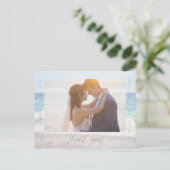 Strandhochzeit Foto Danke Postkarte (Stehend Vorderseite)