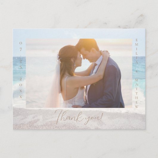 Strandhochzeit Foto Danke Postkarte (Vorderseite)