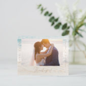 Strandhochzeit-Foto-Dankeskartenpostkarte Postkarte (Stehend Vorderseite)