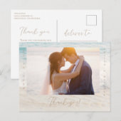 Strandhochzeit-Foto-Dankeskartenpostkarte Postkarte (Vorne/Hinten)