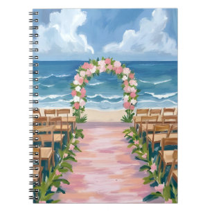 Strandhochzeit-Gang Blumen-Aquarell Notizblock