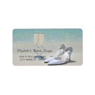 Strandhochzeit, Glas, Absätze Hochzeitsetikett Adressaufkleber