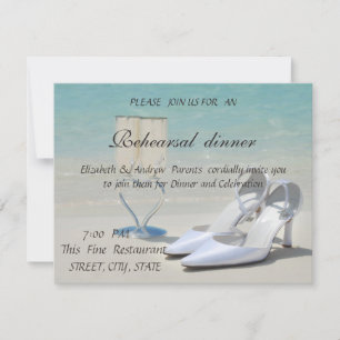 Strandhochzeit, Glas, hohe Absätze Probedinner Einladung