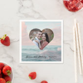 Strandhochzeit Herz Foto Serviette (Beispiel)