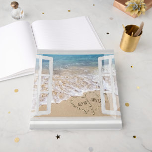 Strandhochzeit Herzen im Fenster Gästebuch