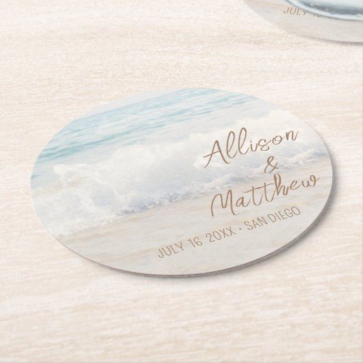 Strandhochzeit | Hochzeit am Meer Runder Pappuntersetzer (Angewinkelt)