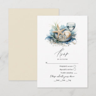 Strandhochzeit im schicken Küstenstil RSVP Karte