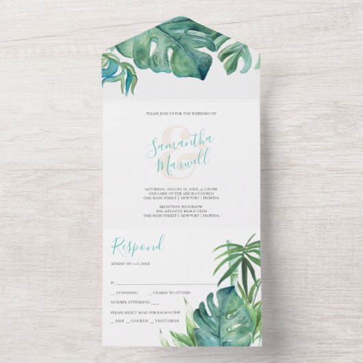 Strandhochzeit in Florida Einladung mit UAWG (Innen Boden)