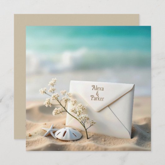 Strandhochzeit in Sand Save The Date (Vorne/Hinten)