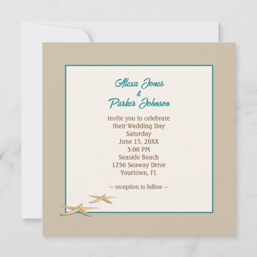 Strandhochzeit in Sand Save The Date (Rückseite)