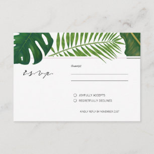 Strandhochzeit mit bemalten tropischen Blätter RSVP Karte