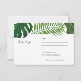 Strandhochzeit mit bemalten tropischen Blätter RSVP Karte