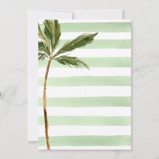 Strandhochzeit mit grünem Streifen Einladung (Rückseite)