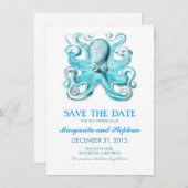 Strandhochzeit mit Oktopus Save the Date (Vorne/Hinten)