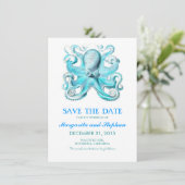 Strandhochzeit mit Oktopus Save the Date (Stehend Vorderseite)