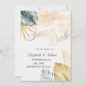 Strandhochzeit mit Palmenblättern - Save-the-Date Save The Date (Vorderseite)
