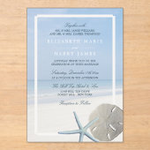 Strandhochzeit mit Sanddollar und Seestern Acryleinladungen (Vorderseite)