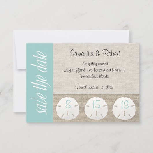 Strandhochzeit mit Sanddoller - Save the Date (Vorderseite)