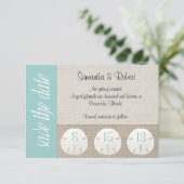 Strandhochzeit mit Sanddoller - Save the Date (Stehend Vorderseite)