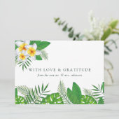 Strandhochzeit mit tropischen Blätter Dankeskarte (Stehend Vorderseite)