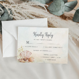Strandhochzeit mit tropischen Muscheln RSVP Karte