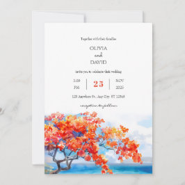 Strandhochzeit mit tropischer Flamme Einladung